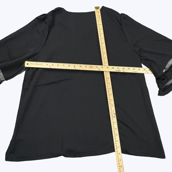Zenana Blouse Size 1X Black Bell‎ Sleeves - Picture 7 of 7